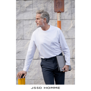 男士 春秋季 100支高针高密圆领长袖 T恤男款 男 JSSD 打底衫 HOMME