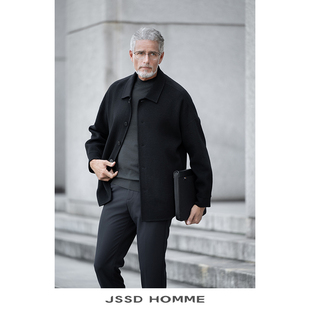 纯羊毛双面呢大衣男中长款 JSSD 男士 秋冬新款 外套翻领大衣 HOMME