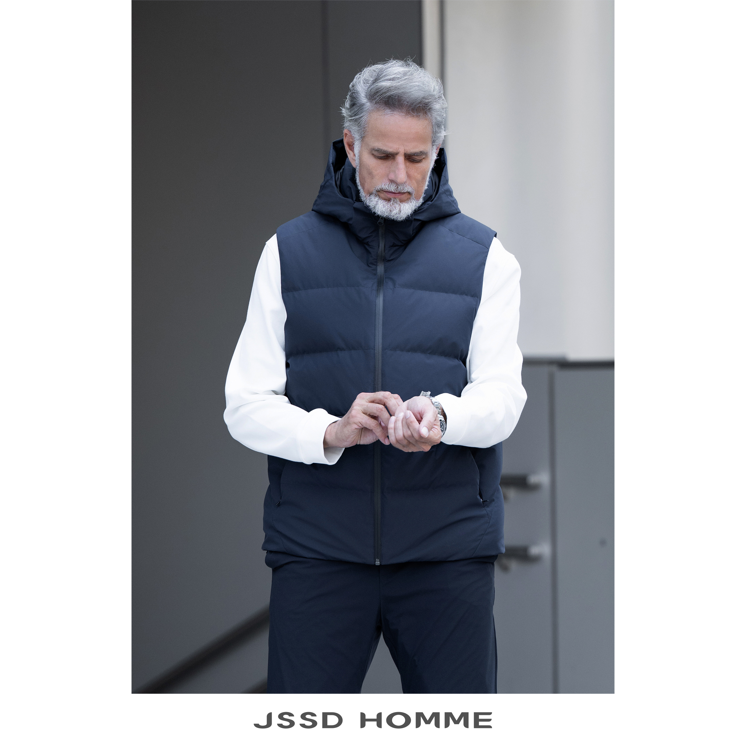 JSSDHOMME白鹅绒连帽羽绒马甲