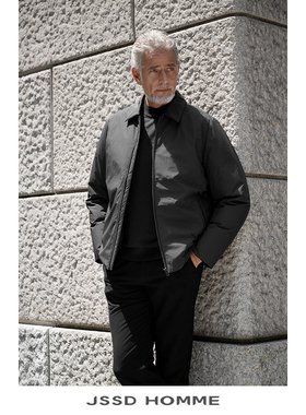 JSSD HOMME 秋冬新款翻领羽绒服男士通勤商务白鹅绒羽绒外套男款