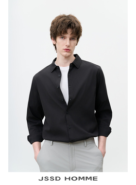 JSSD HOMME 春季泡泡纱开衫长袖衬衫男士衬衫商务通勤休闲衬衣男