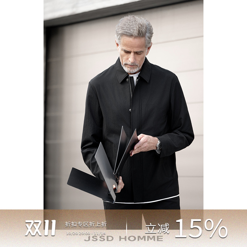 JSSDHOMME二醋酸翻领夹克外套