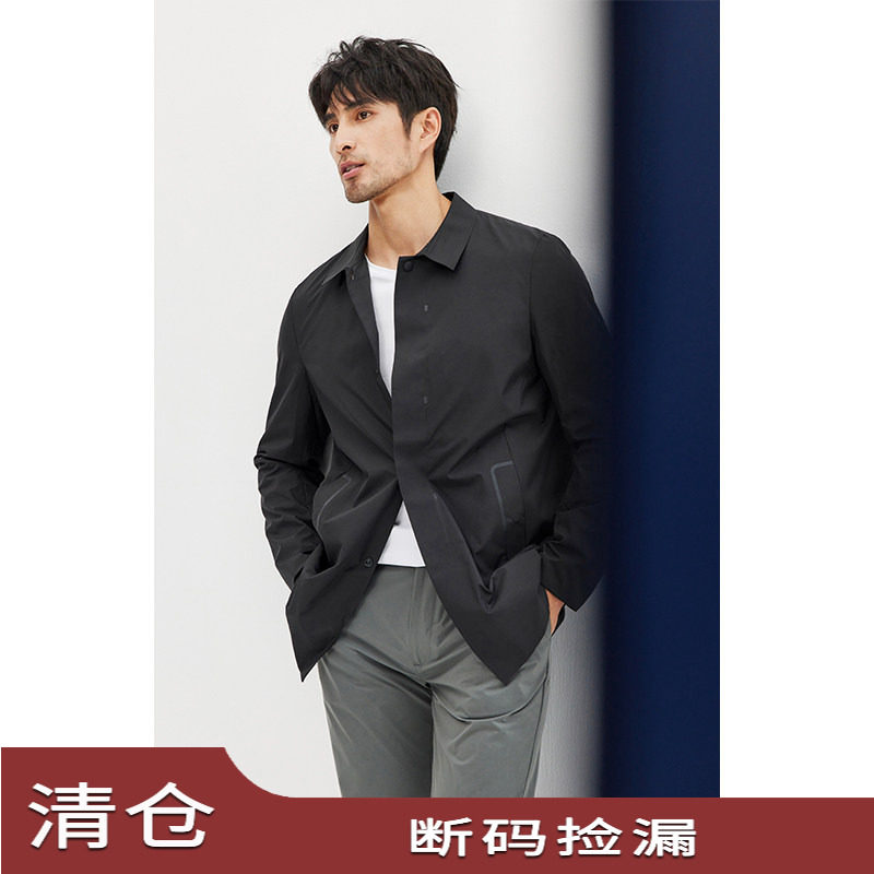 JSSD HOMME 暗门襟中长款风衣男秋季男士翻领风衣商务外套男款