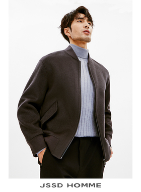 JSSD HOMME 澳毛羊毛双面呢棒球领微落肩男士休闲夹克外套 JJA206