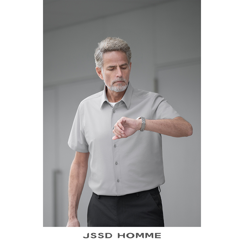 JSSDHOMME泡泡纱通勤短袖衬衫