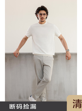 JSSD HOMME 夏季男士短袖男圆领休闲短袖T恤男新款纯色针织短袖男