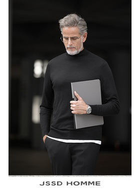 JSSD HOMME 男士羊毛衫秋冬新款圆领长袖针织衫纯羊毛半高领毛衣