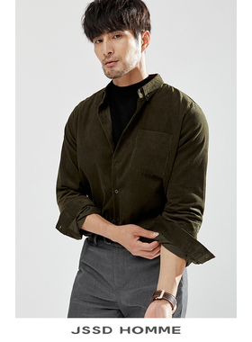 JSSD HOMME 日企面料春秋季灯芯绒衬衫男长袖衬衫商务男士衬衣