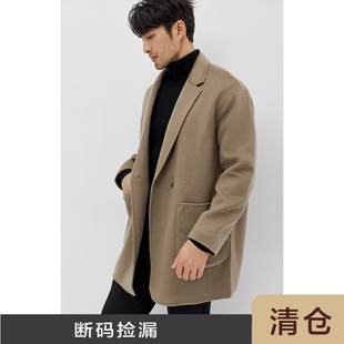 JWT003 双面90支澳洲全羊毛商务绅士手工呢大衣男外套 JSSD HOMME