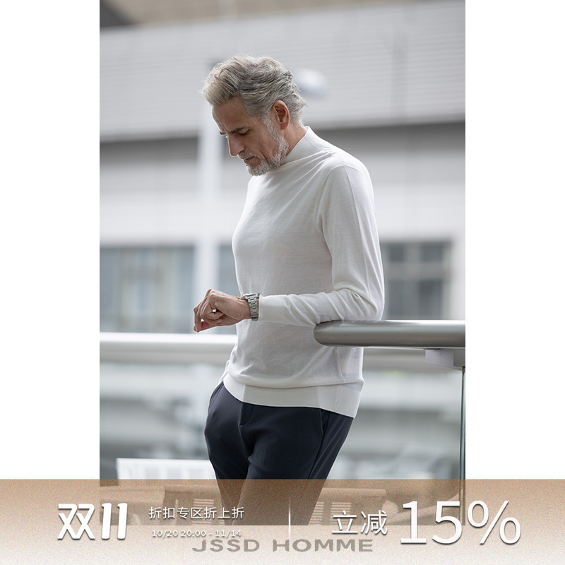 JSSDHOMME半高领纯羊毛毛衣衫