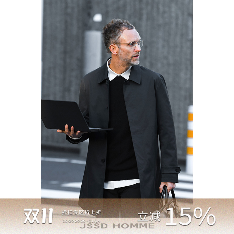 JSSDHOMME三醋酸舒柔特风衣外套