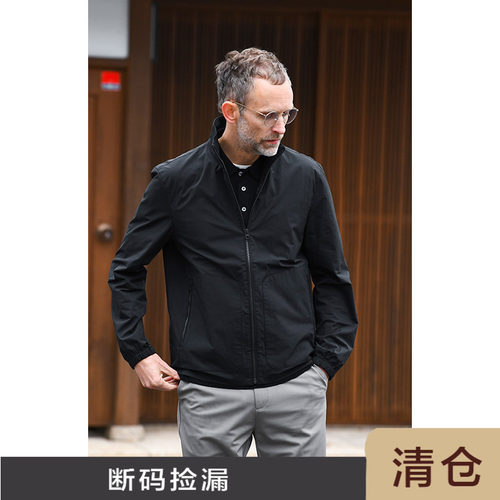 日企盐缩面料立领夹克外套男