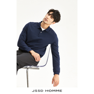 JSSD 光柔棉双纱织珠地POLO商务休闲翻领长袖 T恤 JLT034 HOMME