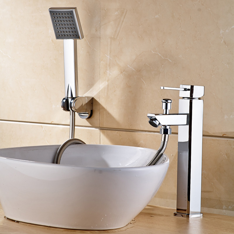 全铜单孔面盆水龙头带淋浴花洒冷热水两用双用台盆洗脸盆龙头卫浴