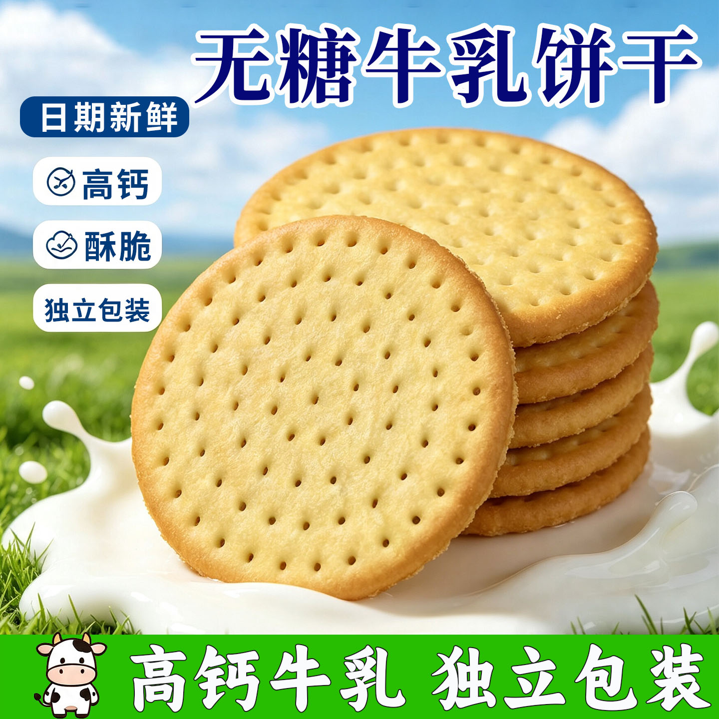 无糖牛奶钙奶饼干早餐下午茶糖尿人糖人友孕妇办公室食品零食大全