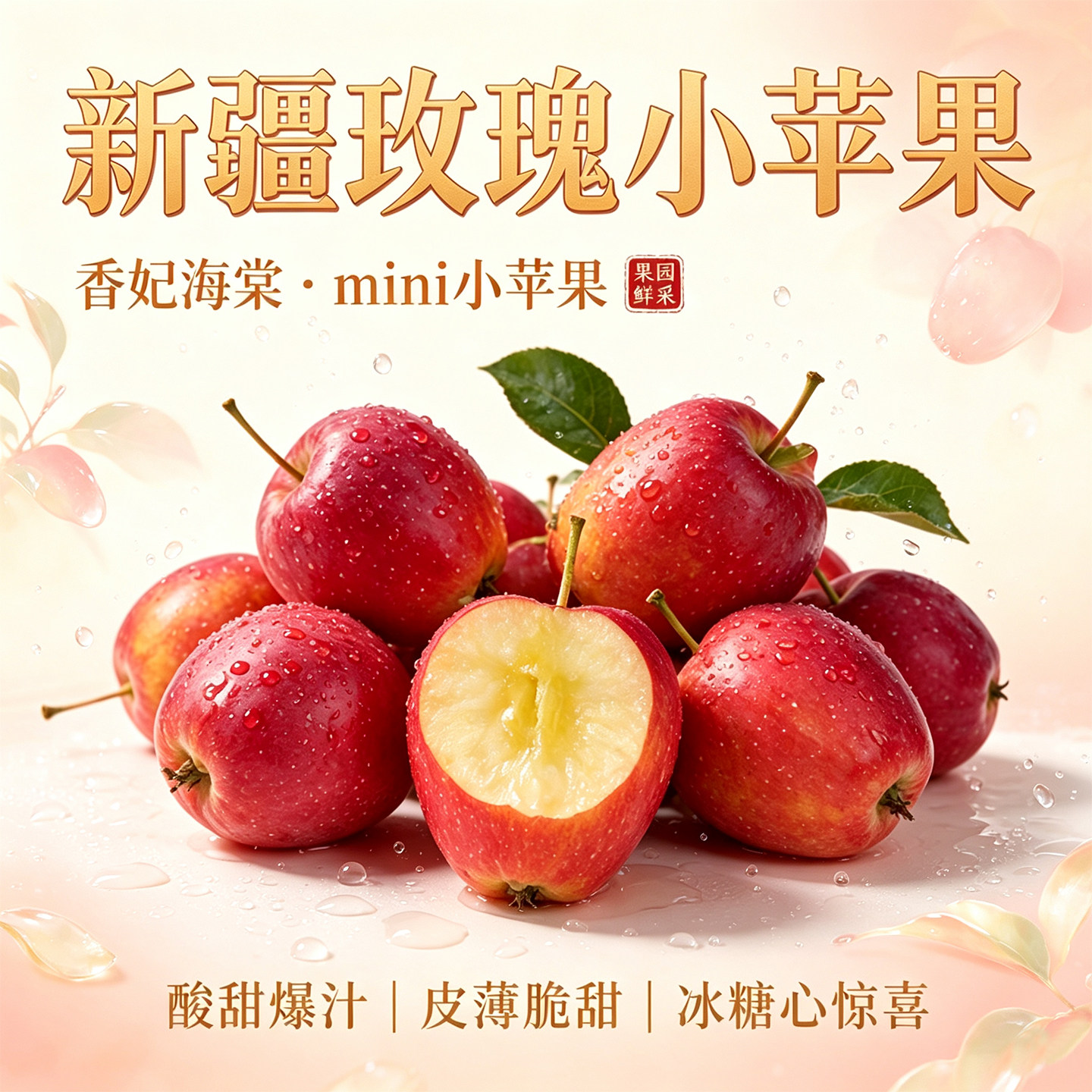 新鲜玫瑰香妃海棠果苹果3斤顺丰