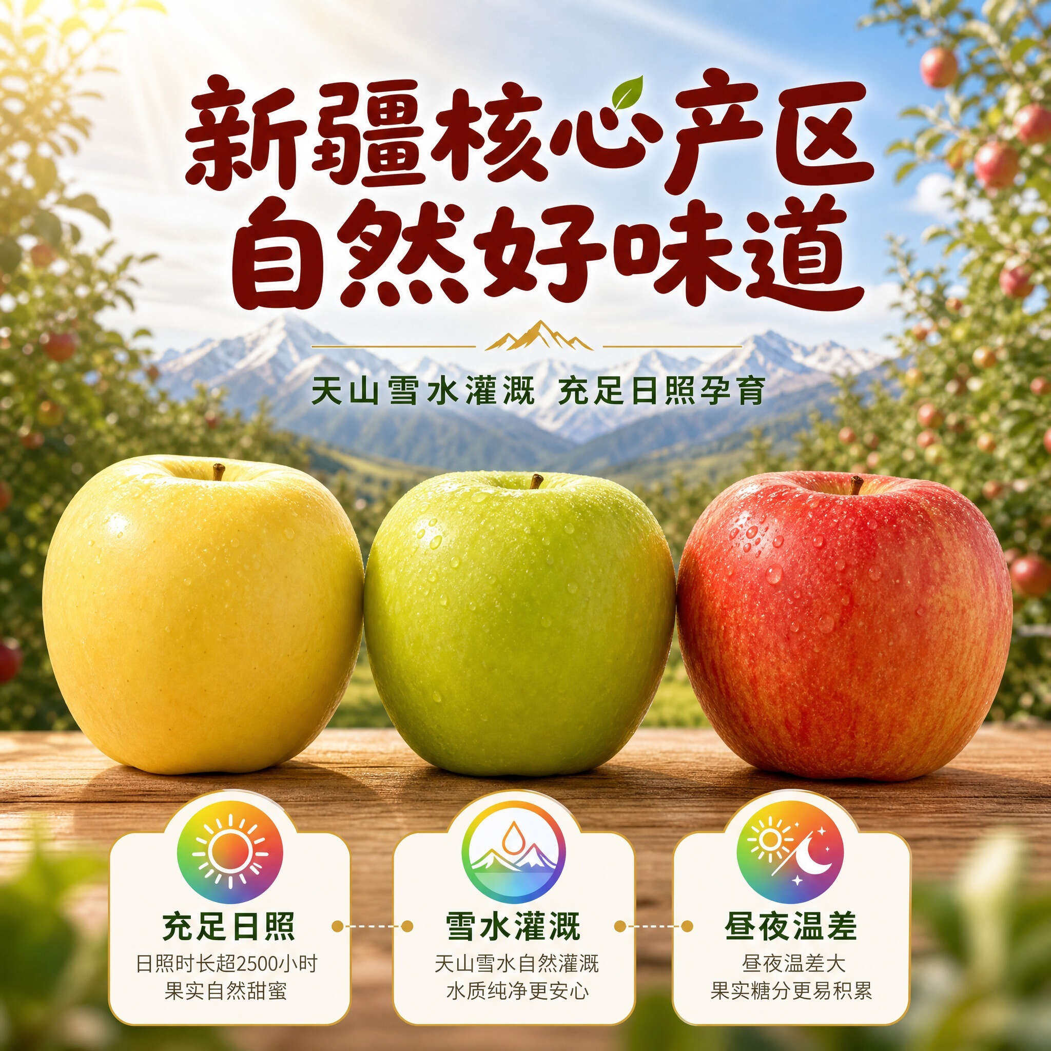 阿克苏三色彩虹苹果礼盒新鲜苹果