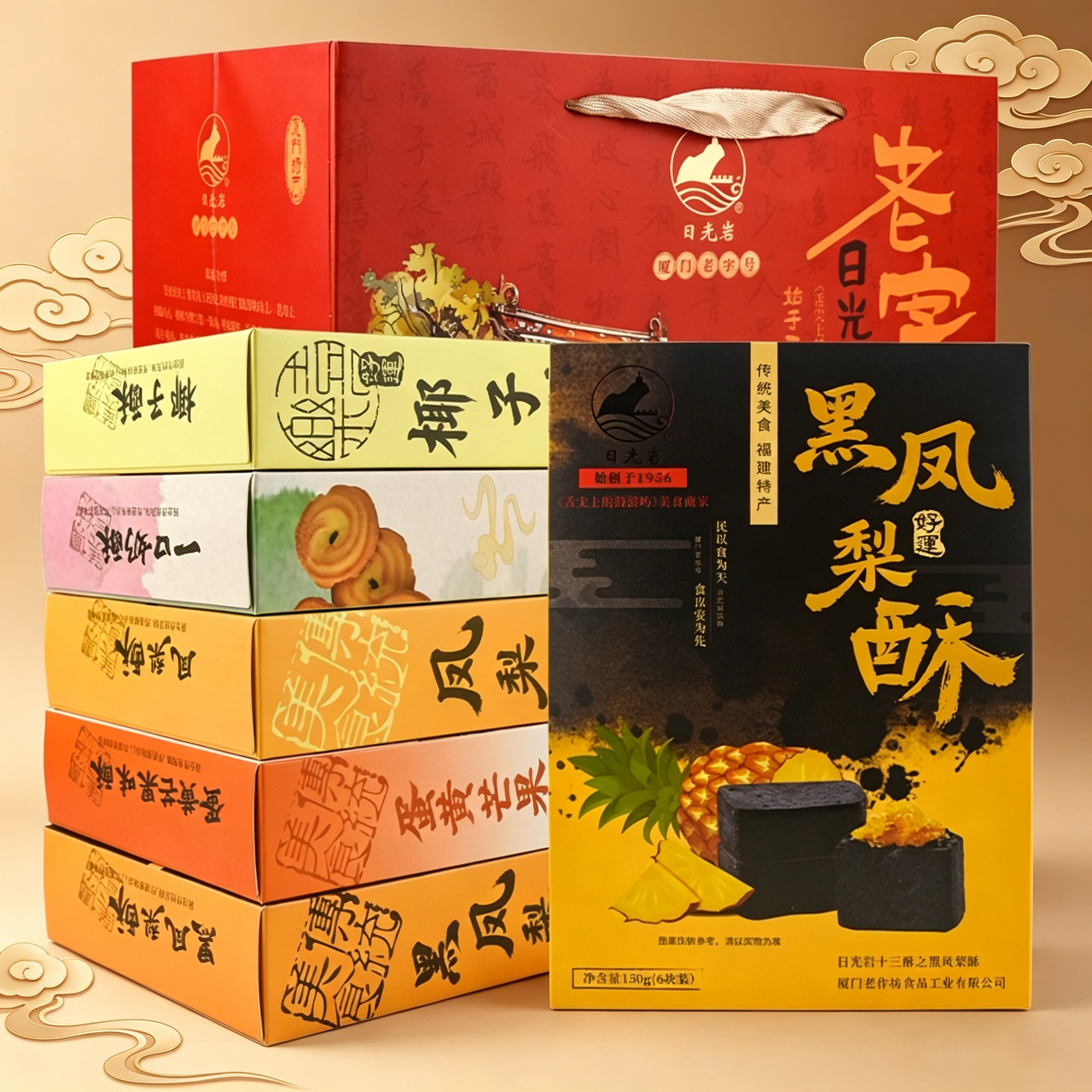 日光岩厦门特产日光岩馅饼礼盒装凤梨酥传统糕点心椰子饼伴手礼