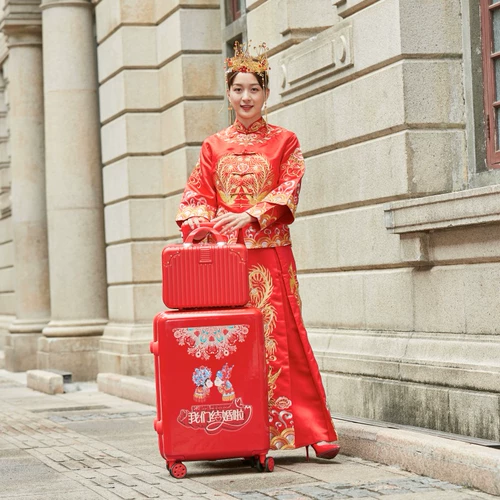 Чемодан, красная прочная универсальная коробка для невесты, 22 дюймов