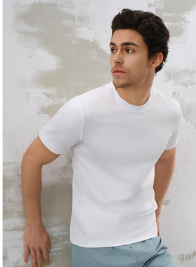 SCHIESSER舒雅铂雅欧洲进口男士土耳其纯棉圆领短袖上衣T恤21803M