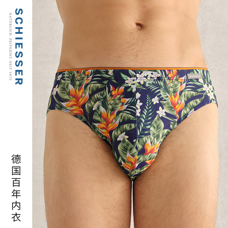 SCHIESSER舒雅25年新品男士锦纶冰丝凉爽透气印花中腰三角内裤,女士内衣/男士内衣/家居服,男三角内裤,淘宝优惠券,粉丝福利购,淘宝优惠卷