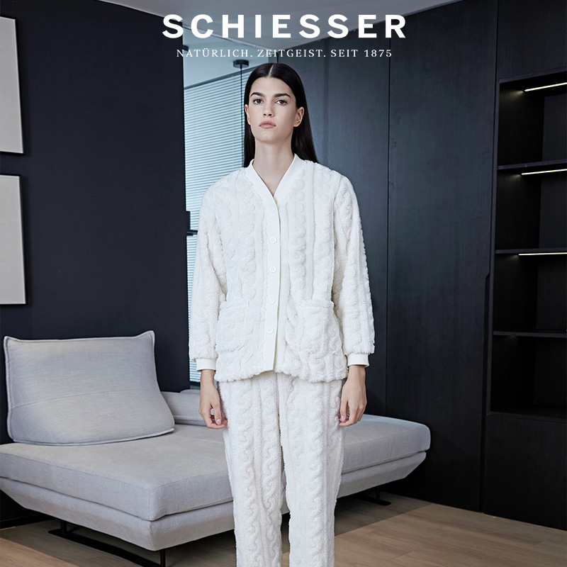 SCHIESSER舒雅女士暖绒绒舒棉绒加绒加厚睡衣家居服套装21518H