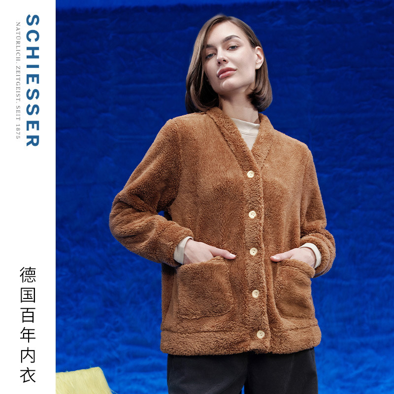 舒雅女士珊瑚绒家居开衫