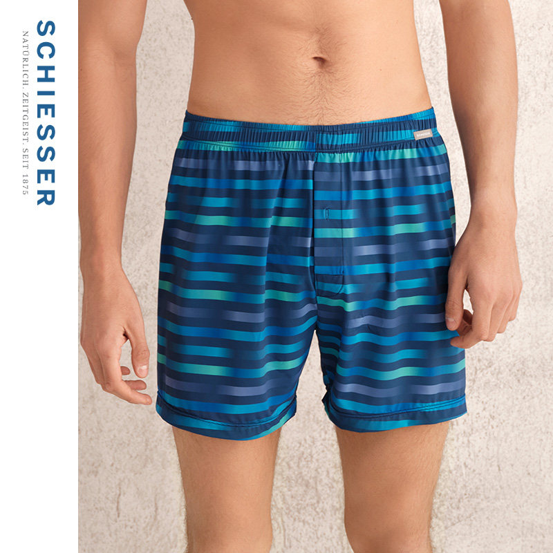SCHIESSER舒雅25年春夏新品男士冰丝凉爽条纹宽松家居短裤阿罗裤,女士内衣/男士内衣/家居服,男阿罗裤,淘宝优惠券,粉丝福利购,淘宝优惠卷