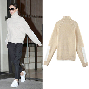 宽松高领毛衣打底衫 2022秋冬新款 大码 加厚针织衫 女欧洲站贝嫂同款