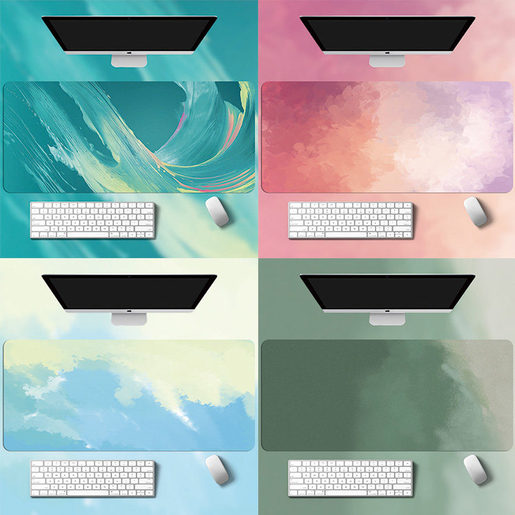 彩色块办公鼠标垫加大超大厚女锁边电脑键盘书桌垫学生游戏防滑垫