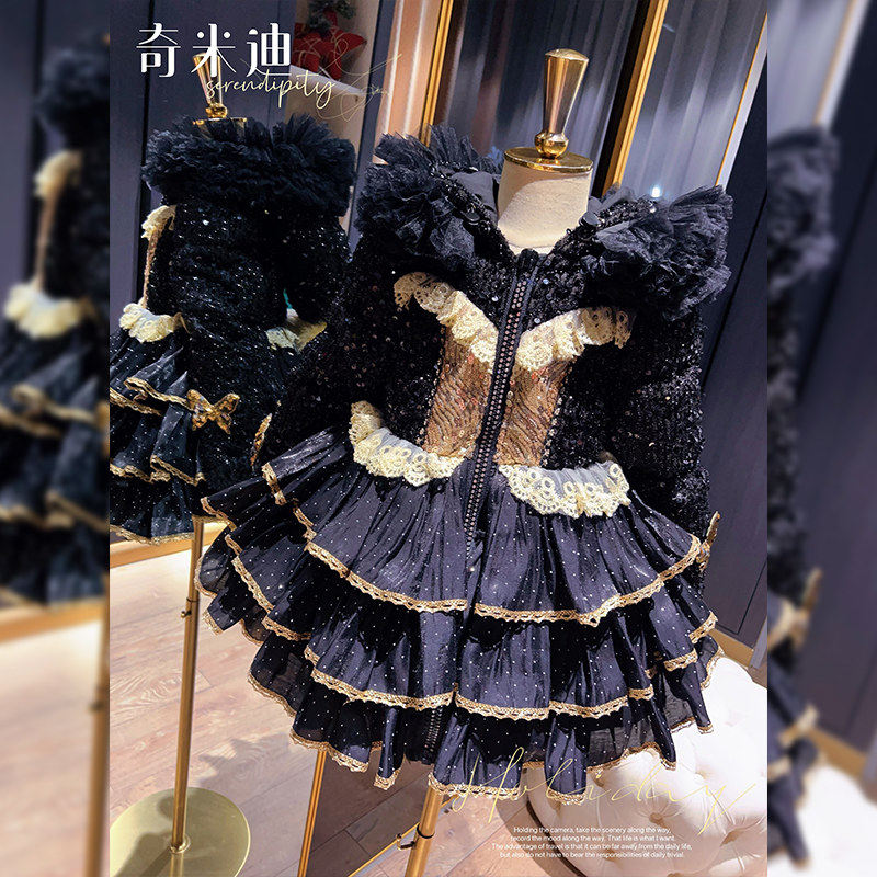 女童时尚羽绒服冬季新款女孩亮片洋气儿童加厚保暖中长羽绒服