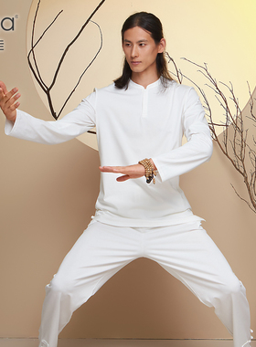 尤佳男士瑜伽服套装2025新款白色大师打坐冥想辟谷太极禅修居士服