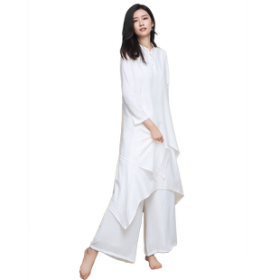 尤佳瑜伽服套装女白色宽松昆达里尼冥想禅修辟谷疗愈禅服茶服
