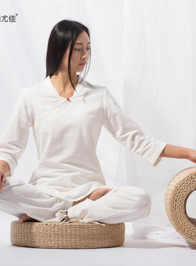尤佳套装春夏棉麻宽松居士瑜伽服