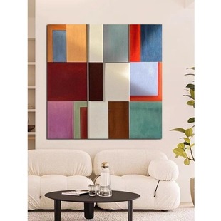 纯手绘油画小众艺术多巴胺色块肌理抽象轻奢装饰画多彩意境挂画