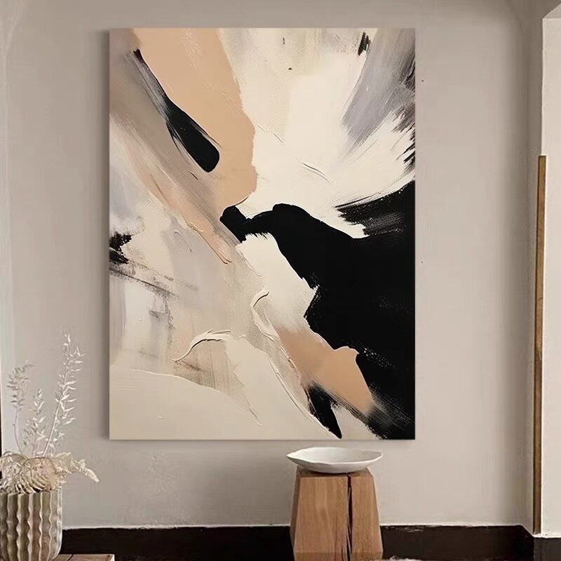 装饰画客厅抽象玄关餐厅纯现代挂画高级侘寂风手绘艺术感简约油画