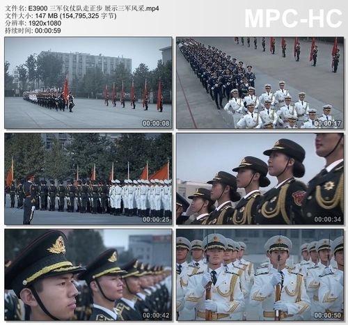 军队仪仗队走正步展示三军风采 实拍视频素材1080