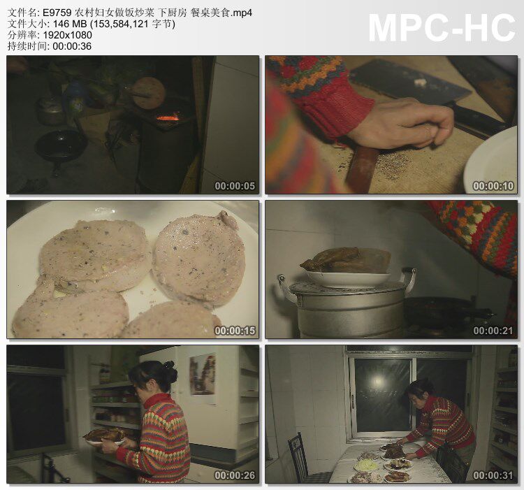 农村妇女做饭炒菜下厨房餐桌美食 实拍动态视频素材