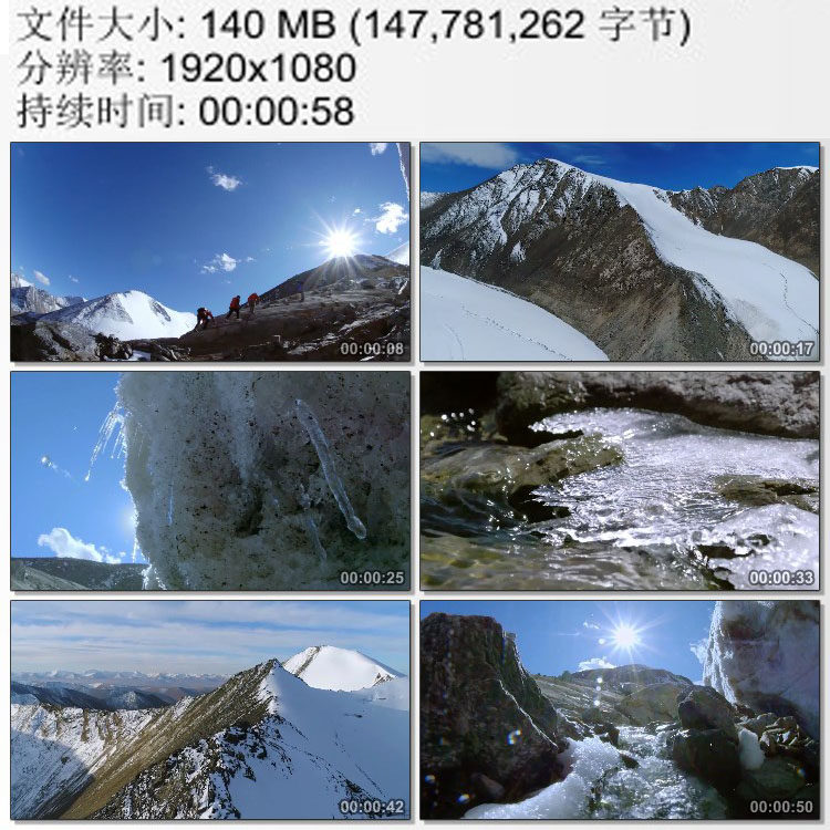 新疆天山一号冰川 东西两支不断退缩 冰川逐步消融 实拍视频素材