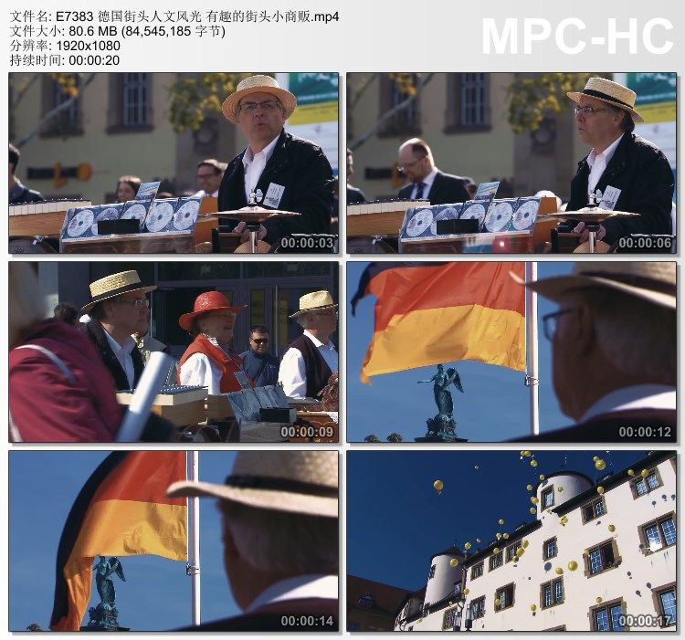 德国街头人文风光 有趣的街头小商贩 高清实拍视频素材