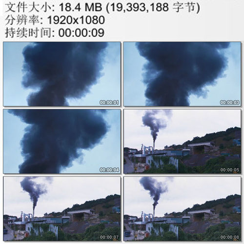 日本山村小工厂 冒着黑烟的烟囱 黑烟滚滚 环境污染 实拍视频素材