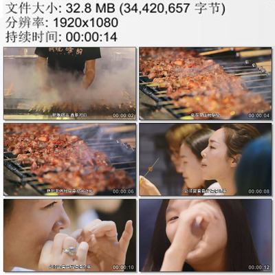 烧烤摊摊主烤排骨 年轻人吃烤串享受美食 实拍动态视频素材