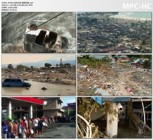 海啸自然灾害海浪预警逃生救援家园重建地震泥石流难合集视频素材