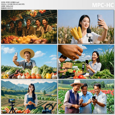 4k带货直播科技兴农乡村振兴电商直播带货农产品直播AIGC视频素材