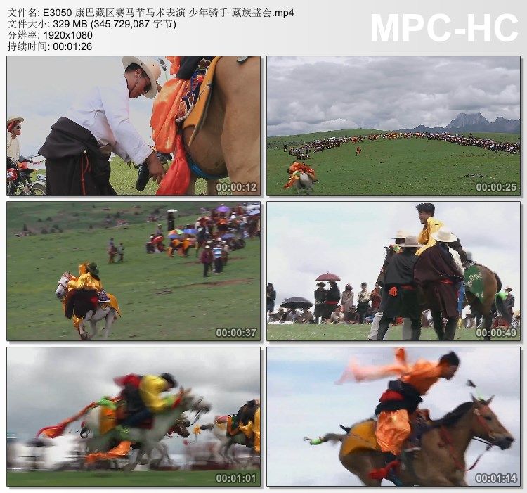 康巴藏区赛马节马术表演少年骑手 藏族盛会 高清实拍视频素材