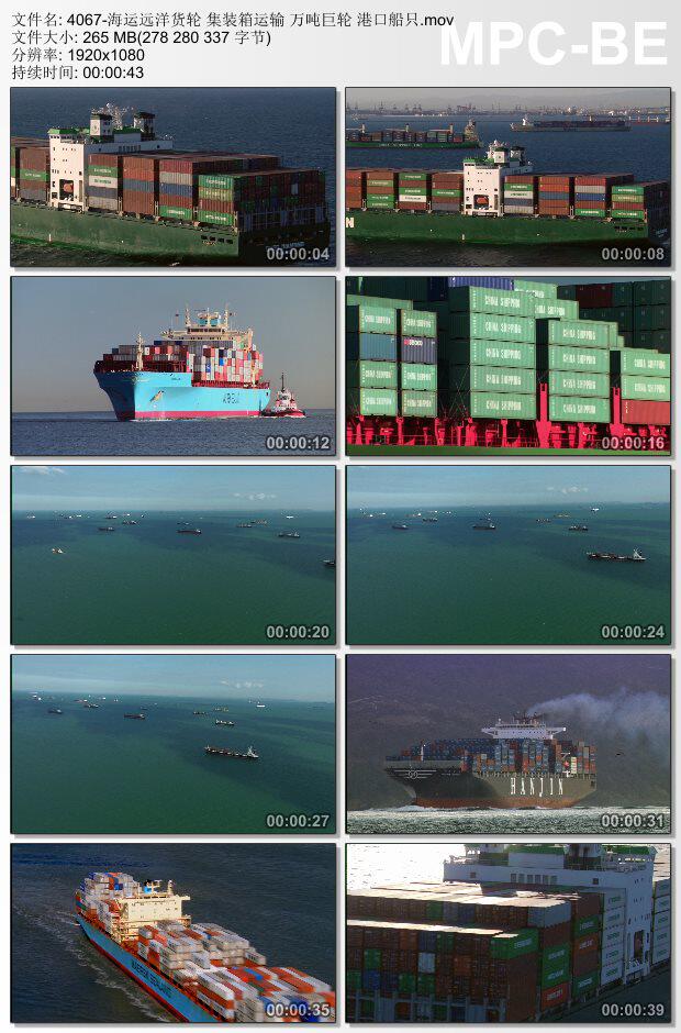 海运远洋货轮视频 集装箱运输万吨巨轮港口船只 高清实拍视频素材