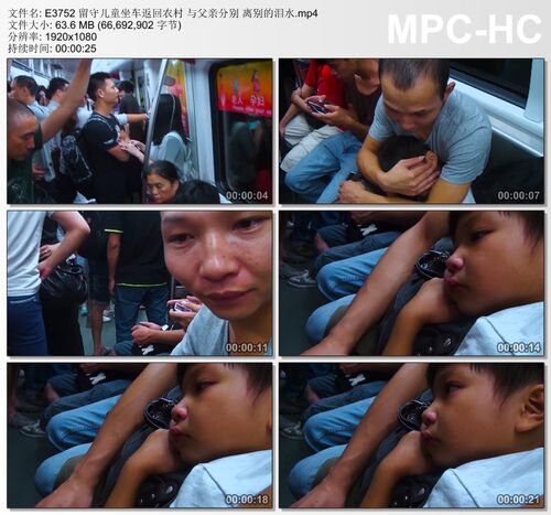 留守儿童坐车返回农村与父亲分别离别的泪水 实拍视频素材