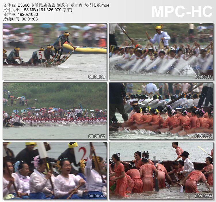 少数民族傣族划龙舟赛龙舟 竞技比赛 高清视频实拍素材