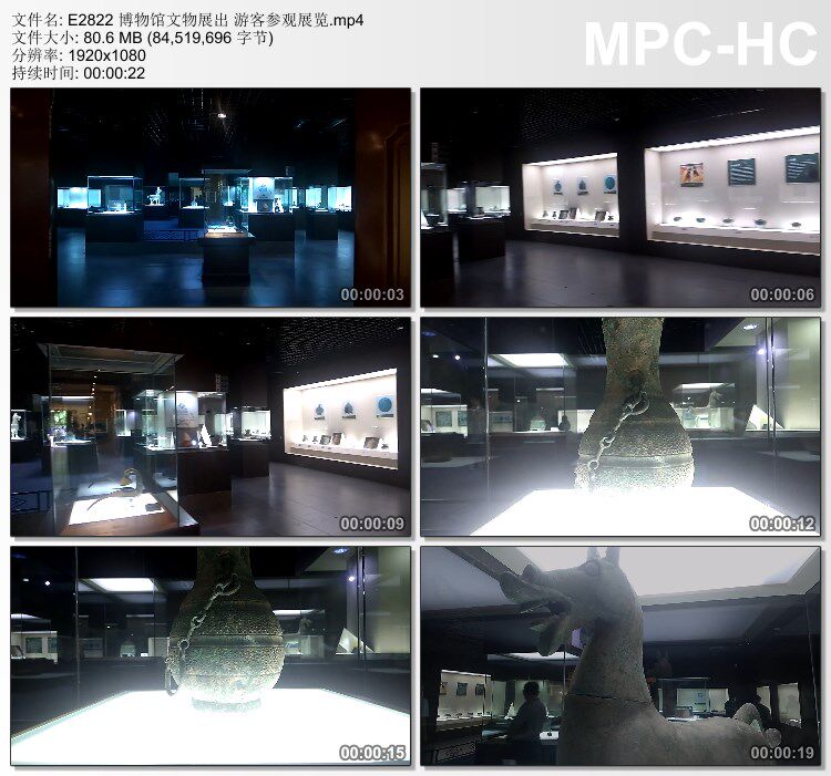 博物馆古董展出 游客参观展览 实拍视频素材