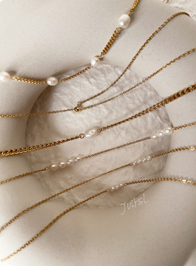 天然珍珠项链不褪色抗过敏钛钢